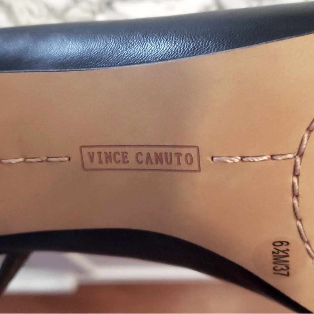 NEW Vince Camuto Releen Flare Heel Black Leather Slingback Square Toe Pumps - Picture 11 of 11